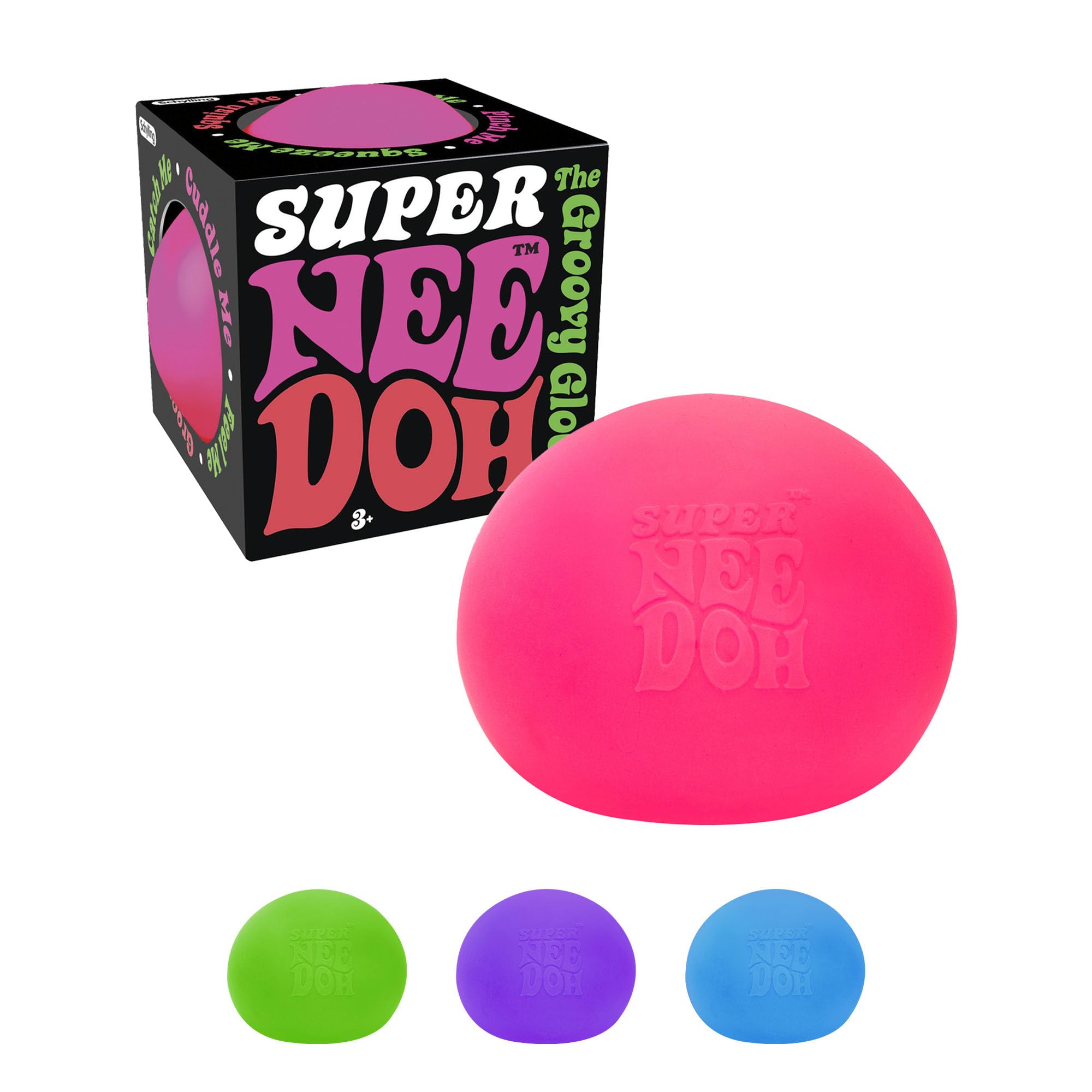 Schylling Brand Original Super Nee Doh Stress Ball Fidget Toy - Huge 4.5" in Diameter - Jumbo Squishy Squeezy Fun - Colors Assorted - Ages 3+