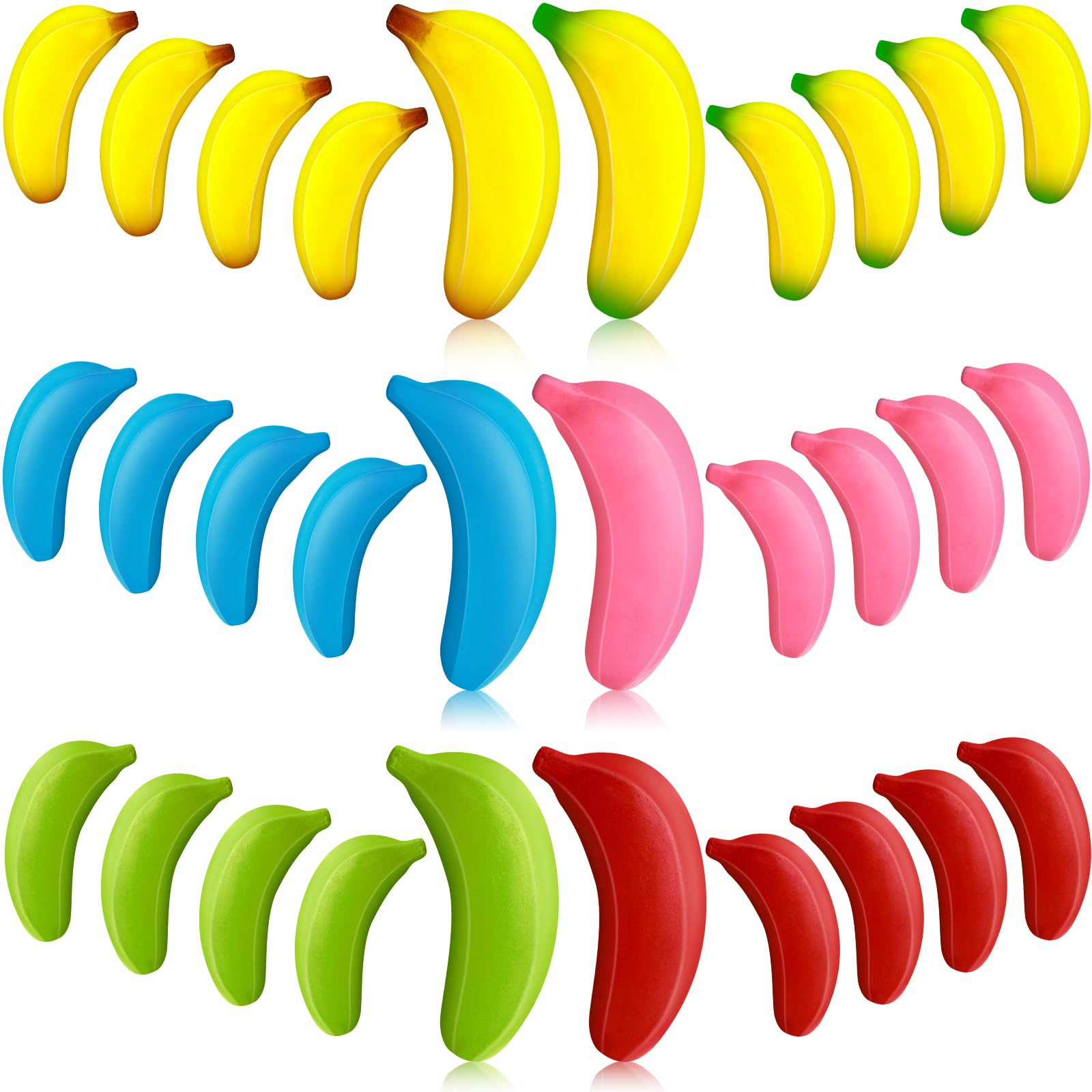 Civaner 30 Pcs Banana Stress Toys Stretchy Banana Relief Toys Fidget Anxiety Toys Banana Stress Balls Bulk Mini PU Banana Party Favors Tiny Party Supplies for Stress Relief(Multicolor)