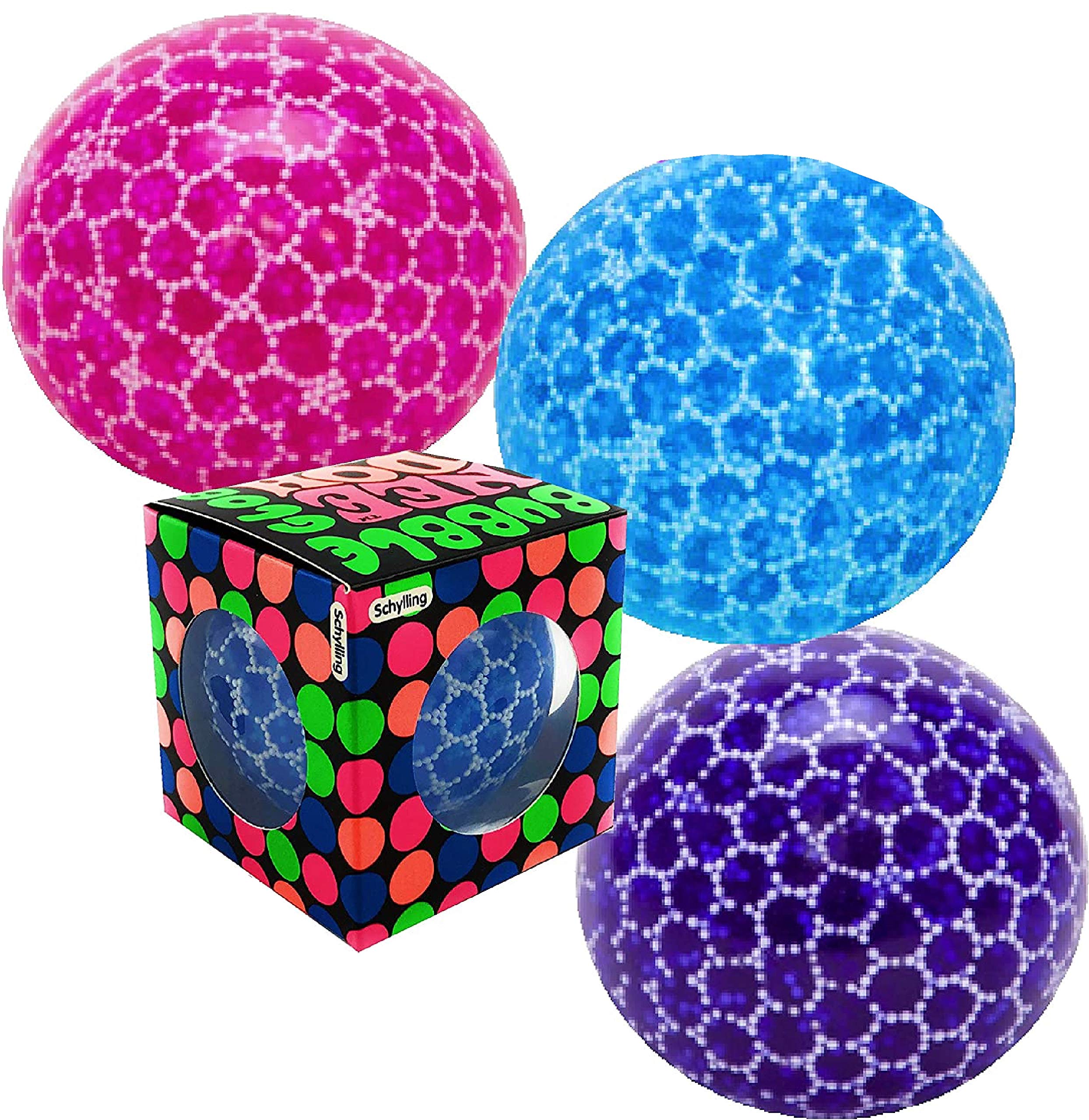 Schylling Nee-Doh Bubble Glob Groovy Glob! Squishy Squeezy Stretchy Stress Balls Assorted Gift Set Party Bundle - 3 Pack Random Colors